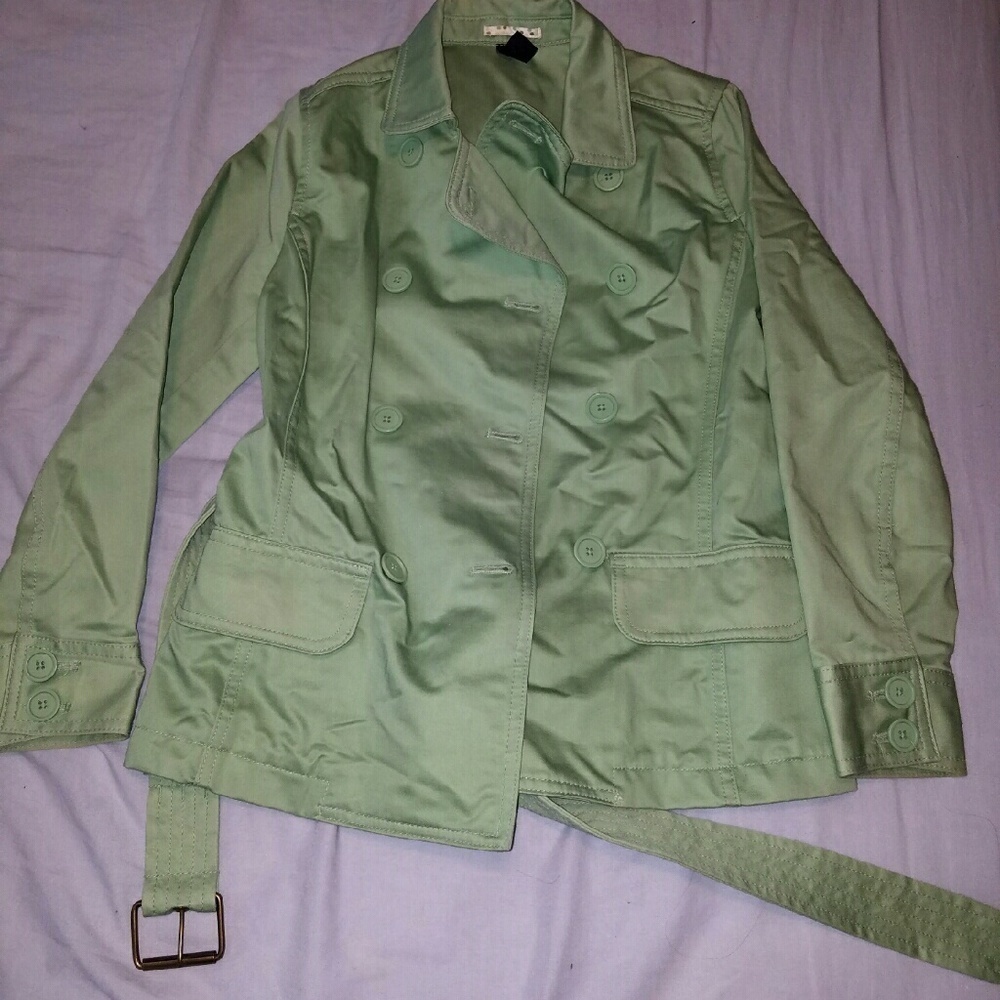 Gap Cool Weather Front Button And Belted Green Ja… - image 1
